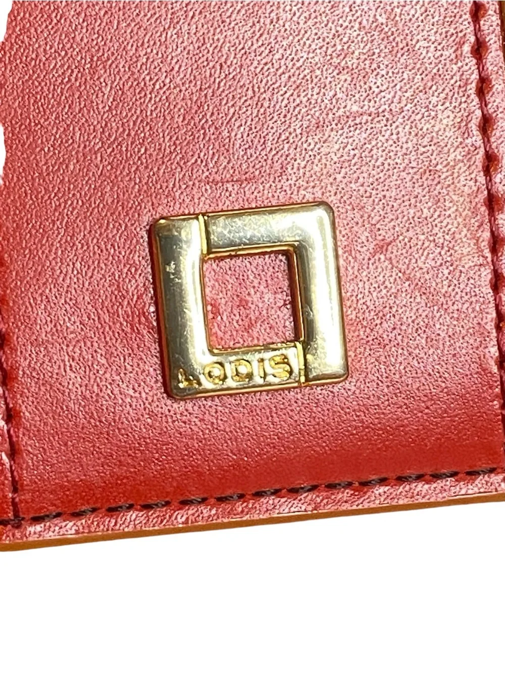 Lodis Hydepark Vintage Blk/Red Tri Fold Leather Wallet Clutch